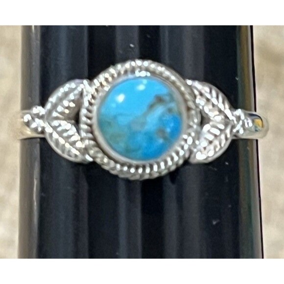Southwestern Turquoise 925 Sterling Silver Statement Ring Handmade Ring 8.75 - Picture 1 of 7